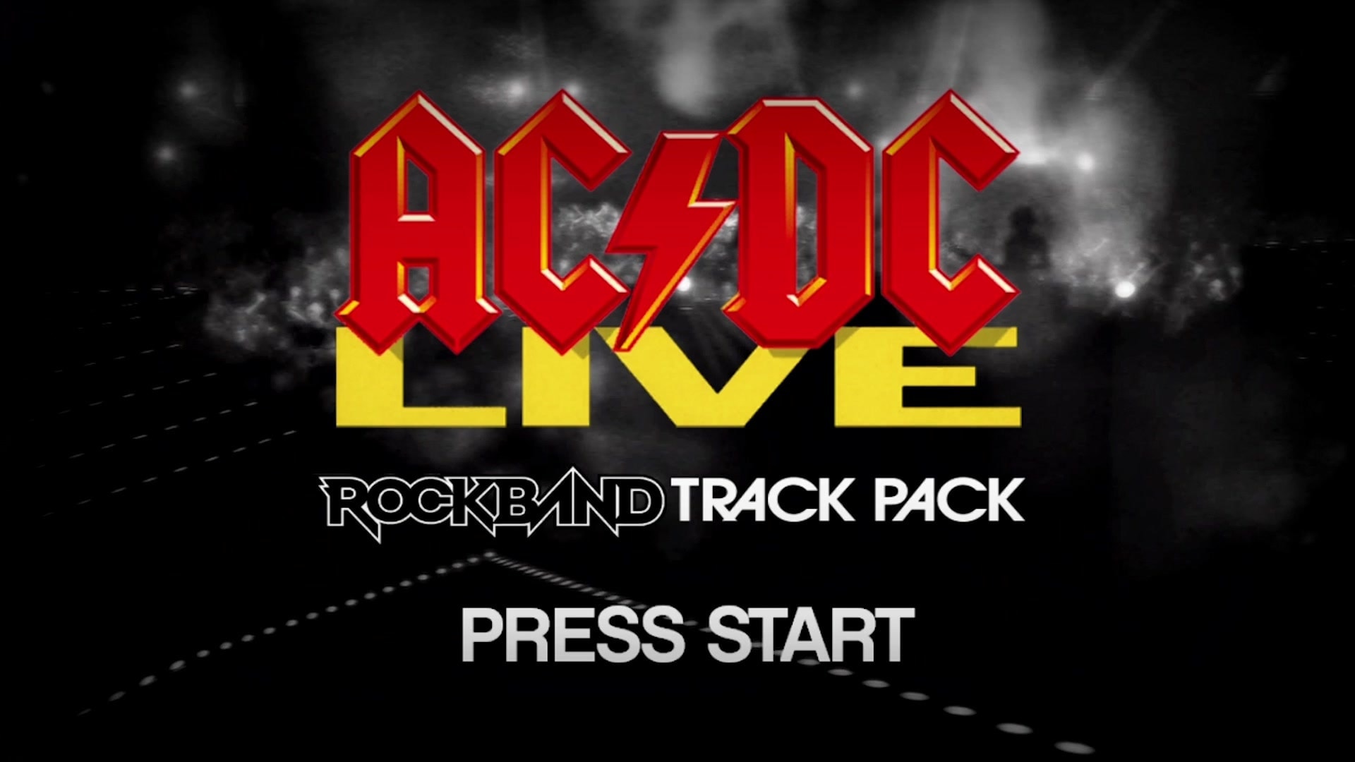 AC/DC Live: Rock Band Track Pack title screen for Xbox 360